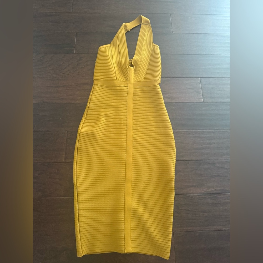 Elegant Mustard Halter Dress
